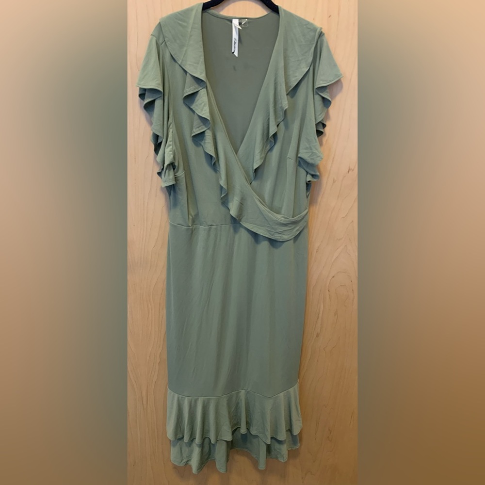 NY Collection Flutter Sleeve Ruffle Dress - Picture 2 of 5